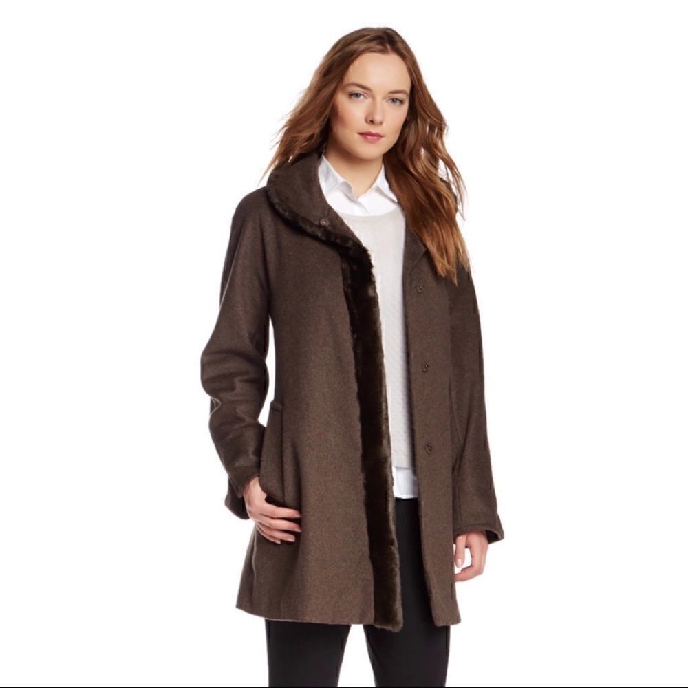 New! Ellen Tracy Kimono Coat Mocha Sz 6
